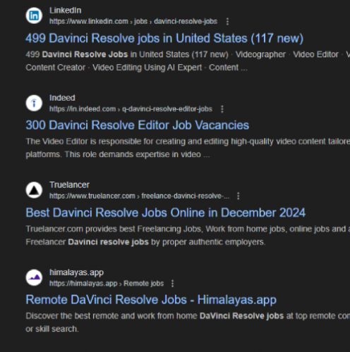 Davinci Resolve internship jobs in Birmingham